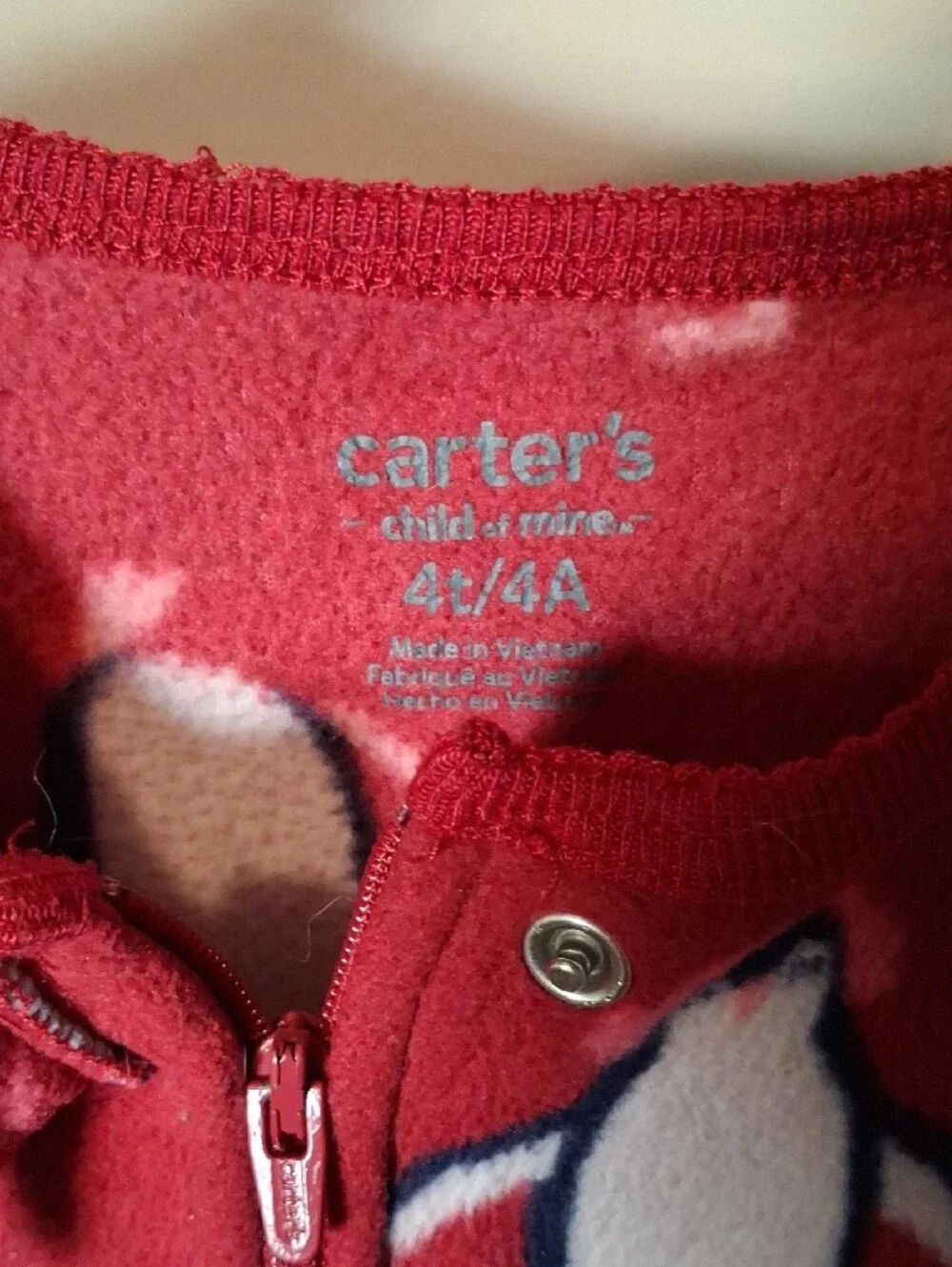 Carter's Raspberry Penguin Fleece Footed One-Piece